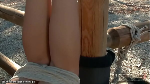Stunning bound MILF fucked on ranch