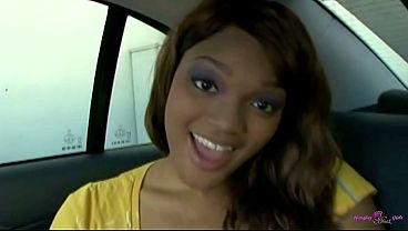 Raunchy ebony loves the thrill of getting fucked in a nice car