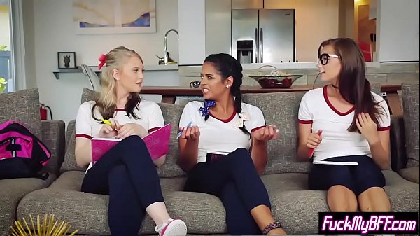 Petite teens fuck a friends big dick in a foursome