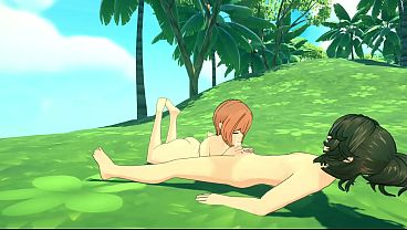 Petite Anime Cutie Sucks and Gets Fucked in the Jungle
