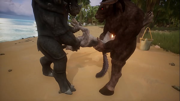 Minotaure Et Rhino Baisent Un Petit Loup - Faune