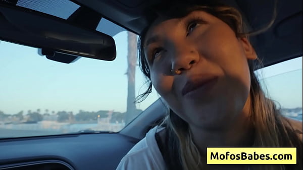 Busty asian teen seduces her boyfriend in the car with her big natural boobs (Tomie Tang, Charles Dera)