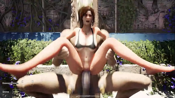 An awakened statue in a tomb destroys Lara Croft's ass and pussy. 3D Animated