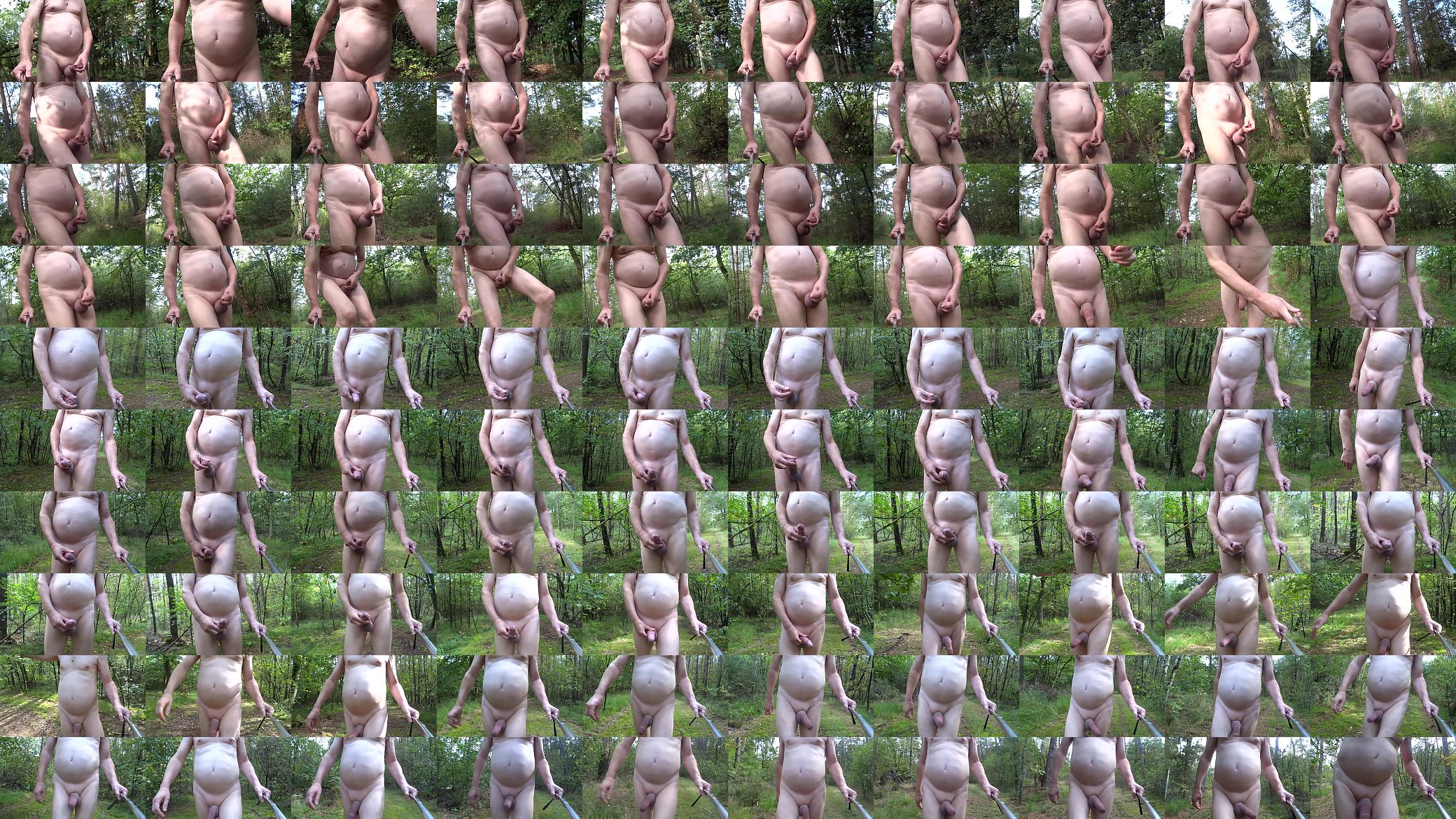 4 girls only: Walking naked on a forest path while masturbating, then some pre-cum and a cumshot! @Belgium 预览图