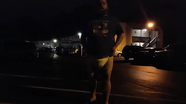 Outside in a very thick diaper