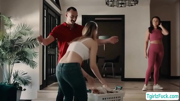 Busty blonde ts Ivory Mayhem analed barebcked w...