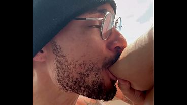 The naughty girl with milk in her breasts loves to be sucked by a man who drinks her breast milk.