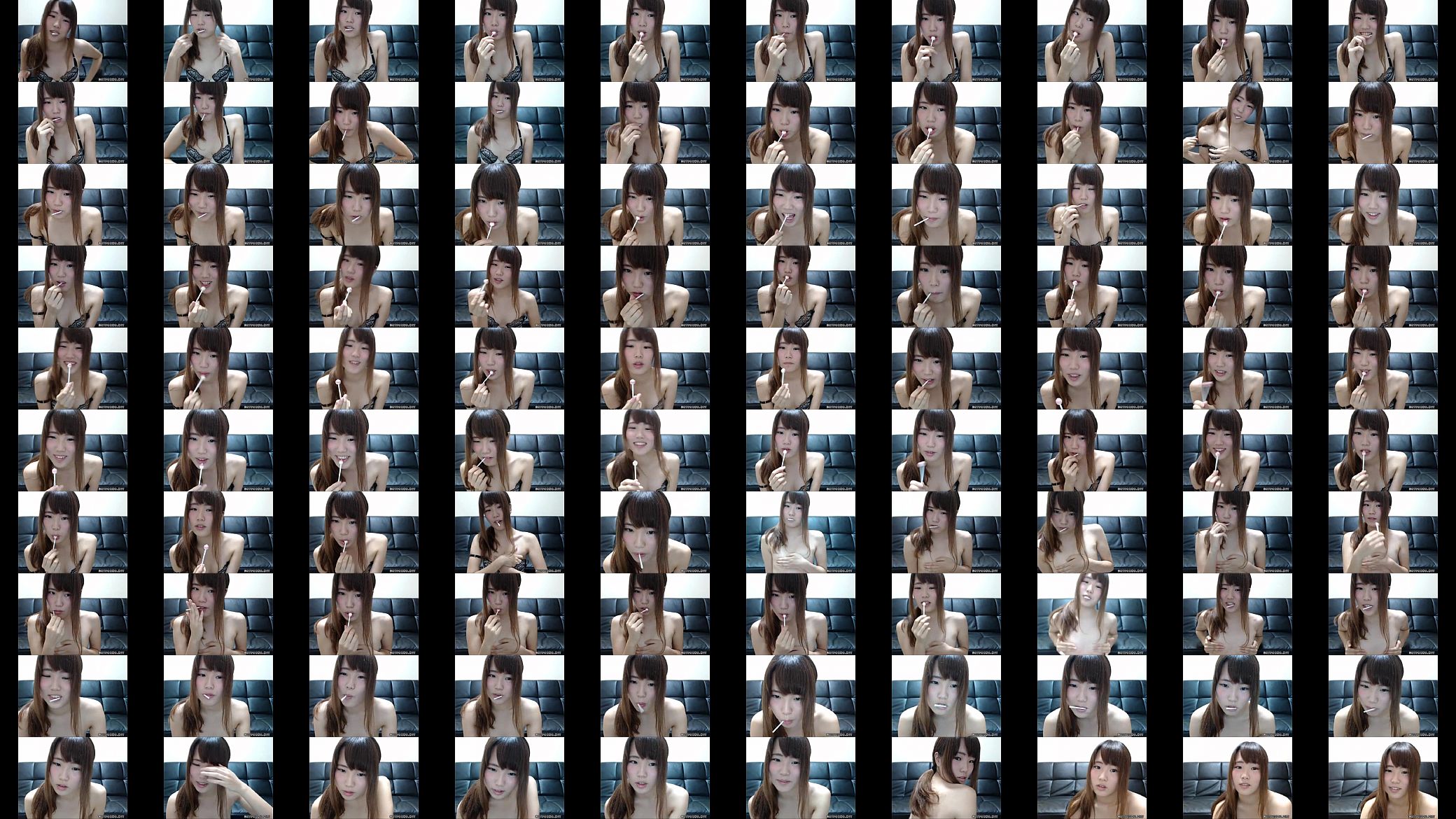 Sexy petite Asian teen sucks on a pop on webcam 预览图