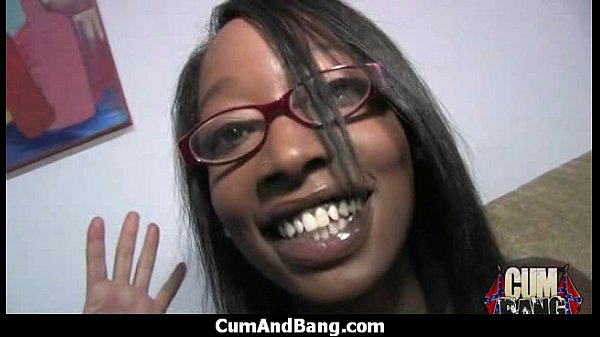 Supr hot ebony chick blows a group of white dicks 18