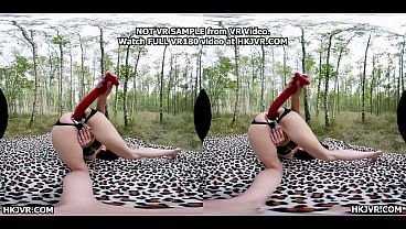 Hotkinkyjo in deep forest take long red dildo from mrhankey deep in her open with XO speculum anal hole