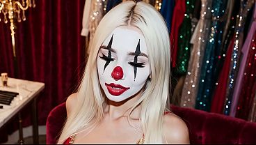 Two clowns in the dressing room. Choose one and fuck her however you want, the other waits her turn, already dripping - AI Interactive Video