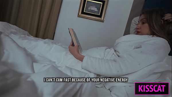 Stepmom get surprise cum in mouth when she helps with jerking to step son in share bed before fuck