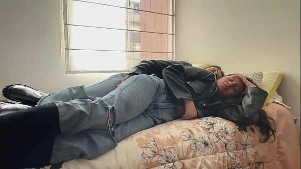 The two friends fuck in leather jackets