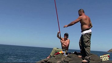 Warm outdoor serendipitous beach cliff meeting joyfully shares anal doggy style threesome facial bonding.