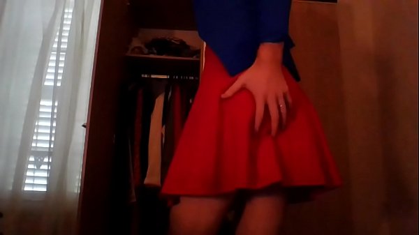 Cute secretary crossdresser masturbating in a r...