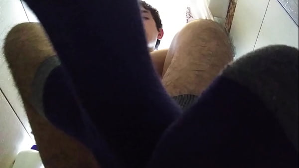 A hot time in the bathroom (sweaty socks and feet)