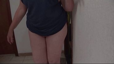 Busty mature woman, Senora Fina, wants sex and asks neighbor for help while naked