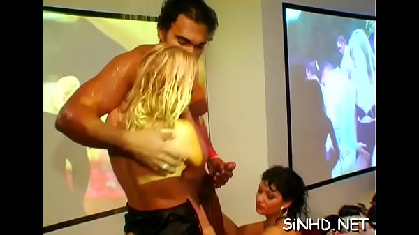 Naughty and soaked gang bang