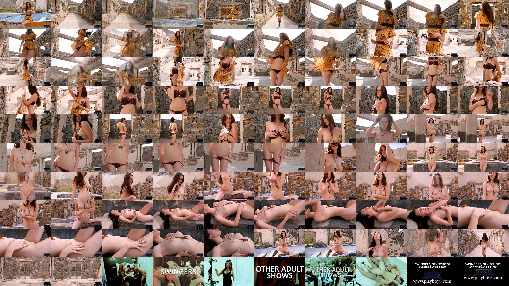 Natural brunette MILF babe Willa Prescott outdoor striptease 预览图