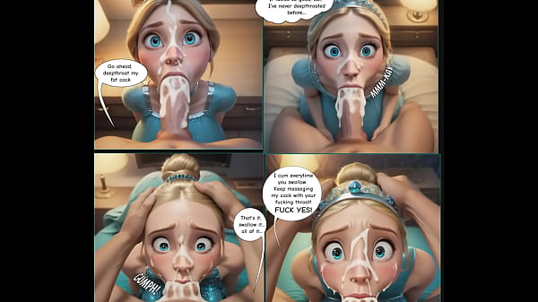Blonde princess takes a throatpie in this ai comic