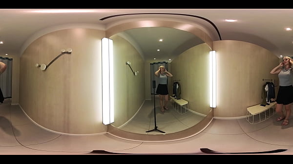 VR Try On Haul transparent clothes at the mall. Video VR 360 See thru clothes in fitting room