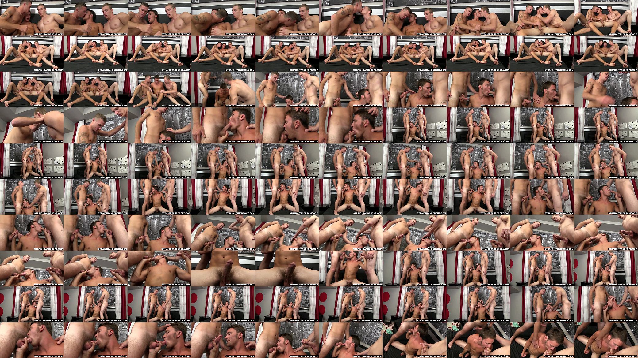 Straight guy sucking on two hard cocks for cash 预览图