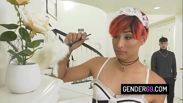 Download Video - Redhead trans maid Pixi Lust gets her ass barebacked by her boss