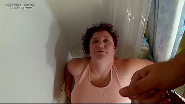 Cum and piss on her chest