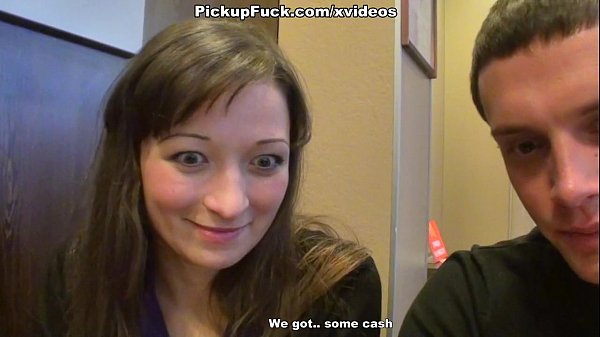 Titted girl sucks two dick in the toilet