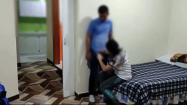My wife's cuckold starts cleaning the house while my neighbor and I are on the other side having sex before she knows it