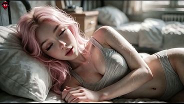 Dorm Threesome – Pink Hair Girl Takes Two Cocks (AI Generated)