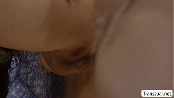 Hot Trans fucks the ass of horny MILF in the kitchen