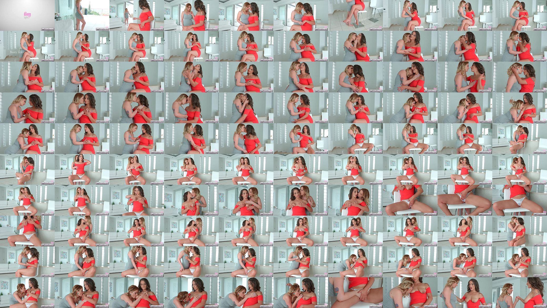 Horny sexy amatuer sapphic lesbians Lucie Fernandez and Nicoletta Noirett massage their round big boobs 预览图