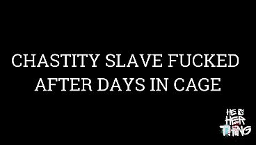 Chastity Slave Fucked After Days in Cage