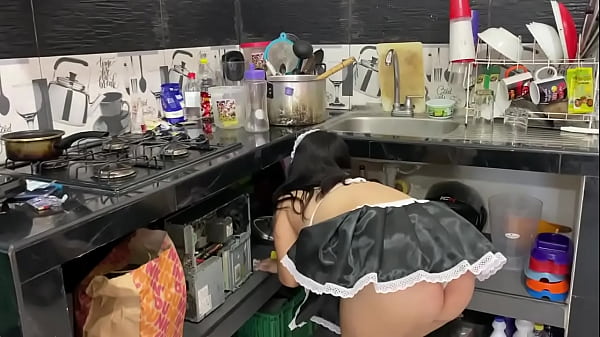 I have a delicious threesome between my beautiful wife and my busty domestic worker