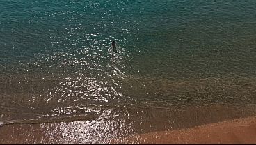 I sucked his cock in public at the beach and I swallowed his cum - HOT POV MILF