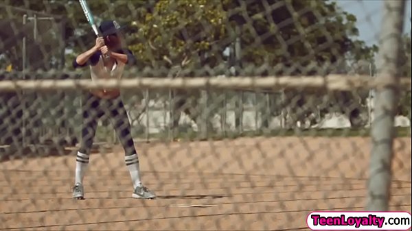Tight baseball babe Kirsten Lee jerks off cock in her pussy