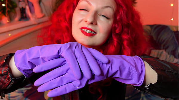 ASMR purple kitchen GLOVES FETISH sound