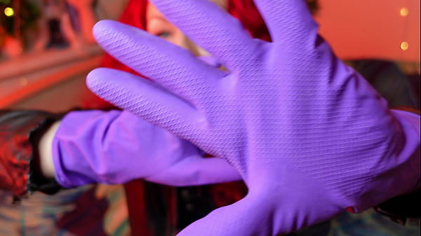 ASMR purple kitchen GLOVES FETISH sound