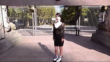 Risky Public Blowjob with Hot Short Hair Goth Teen