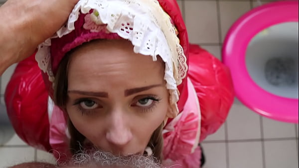 maid in plastic clothes gives head