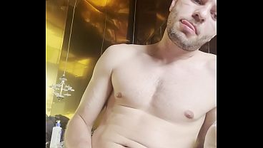 Brazilian Latino stud playing in the golden room...