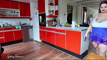 Jerking Off with Futa Step-Sister - After Learning Your New StepSis Sydney Screams Has a Huge Futa Cock You Watch Her Jerk Off Before Getting Invited to Join - Futanari Cumshot, Caught