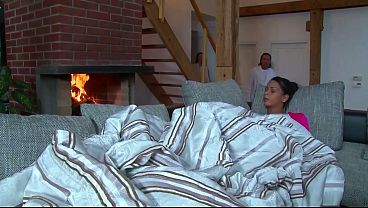 Pretty babe taught how to handle two huge cocks threesome fucking and cumshot