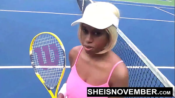 HD Little Petite Whore Talked Into Public POV Blowjob Fellatio And Cum Eating Cumshot Facial After Losing A Tennis Game Against Girthy Hung Big Dick BBC Man, Cute Young Busty Ebony Babe Sheisnovember Flashing Big Boobs Outside By Msnovember