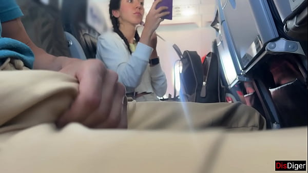 Crazy Risky Handjob until Cum in Public Airplane