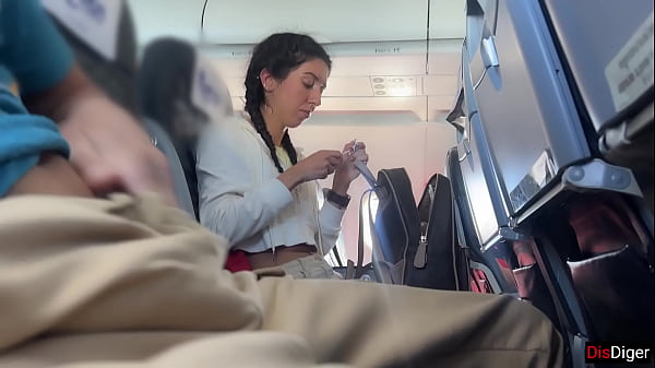 Crazy Risky Handjob until Cum in Public Airplane