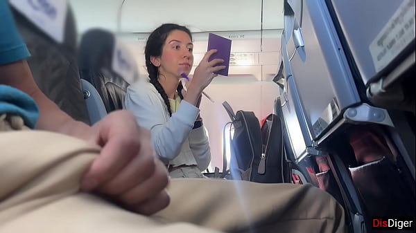 Crazy Risky Handjob until Cum in Public Airplane