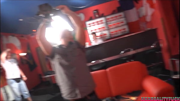 Two filthy porn babes fuck young bartender dude in threesome
