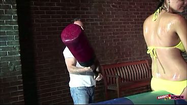 Brunette sluts fight to get pounded by two hunks and a dominant blond 15 min